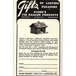 Paine's Fir Balsam Products Lewiston ME 1952 Yankee Magazine Ad SAG5-M3